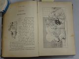 an open book with a picture of a woman and a clock