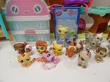 a lot of littlest pet shop toys sitting on a table