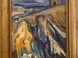 an image of a painting of a group of people standing on a hill