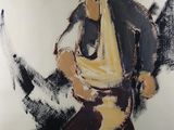 painting of a man with a baseball bat in his hand