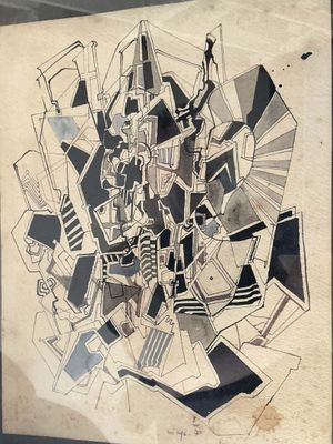 dessin représentant une image en noir et blanc d'un ensemble d'objets