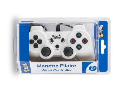 manette filaire blanche pour la console Nintendo Wii, dans son emballage d'origine