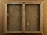painting of a window with two panes of glass in it