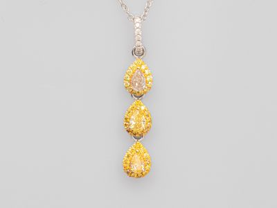 Pendentif en or deux tons 750°/°° (18K), serti de deux diama…