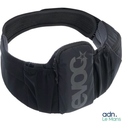 the waist belt has a logo on it and is attached to it