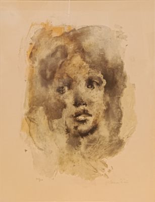 an image of a painting of a woman ' s face on a piece of paper