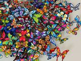 a heart made out of colorful butterflies on the wall