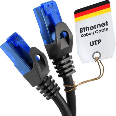 a close up of a cable connected to an ethernet cable with a card attached to it