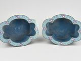pair of blue and white porcelain bowls with floral decoration