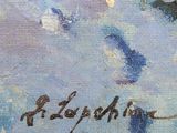an image of a painting of a person on skis in the snow