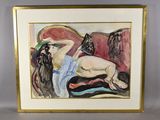 an image of a painting of a woman laying on a couch