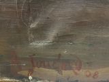 an image of a close up of a painting on a wooden surface