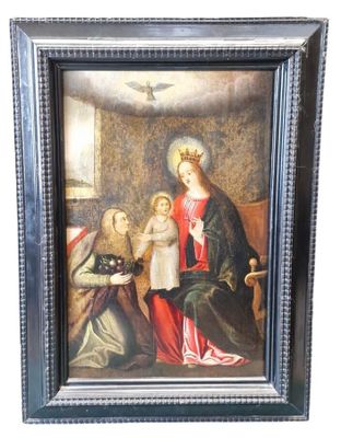 une image représentant un tableau de la Vierge à l'Enfant avec une colombe
