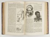 un livre ouvert avec le dessin d'un homme et d'une femme
