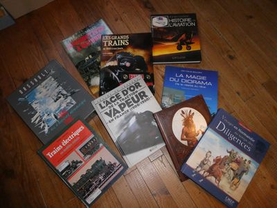 plusieurs livres posés sur une table en bois, devant laquelle se trouve un parquet