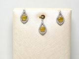 un gros plan sur une paire de boucles d'oreilles dans une vitrine