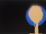 une image représentant un tableau où l'on voit une personne debout devant une source de lumière