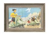 tableau représentant une femme sur un scooter et un homme sur un scooter