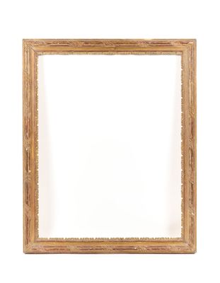 an old wooden frame with a white background