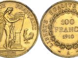 a gold coin with the image of a man holding a sword