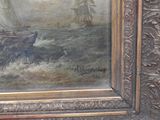 a picture of a painting of a boat in the water
