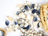 a picture of a bunch of beads and a picture of a woman