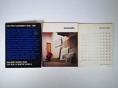 two books on a table with a white background and a black and white photo of a man sitting on a chair