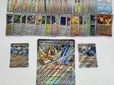 a close up of a table with a bunch of cards on it