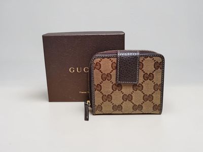guccissi wallet in brown and brown