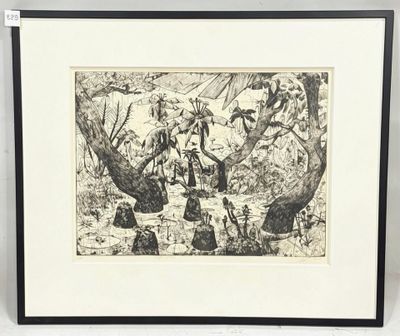 une image représentant un dessin en noir et blanc d'un homme et d'une femme dans les bois