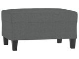 a gray ottoman with a wooden legs and a seat