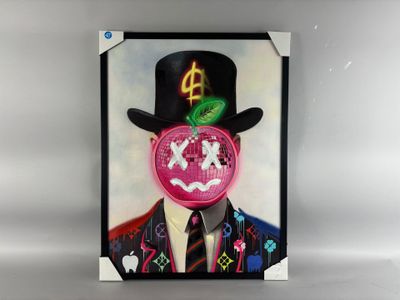 an image of a painting of a man wearing a top hat with a dollar sign on it