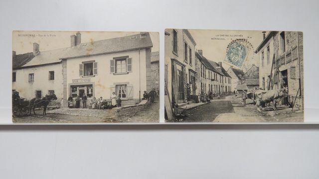 Mérinchal : Lot de 2cpa : Rue de la Poste (Petites taches de roui...