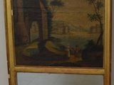 tableau représentant un paysage avec un château en arrière-plan et un miroir au premier plan