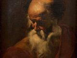 a painting of an old man with a beard and a red robe