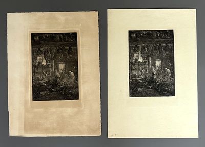 Rodolphe BRESDIN Intérieur moldave, 1865, eau-forte, 19,5 x …