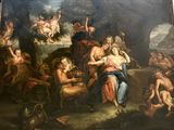 une image d'un tableau représentant un groupe de personnes dans une pièce