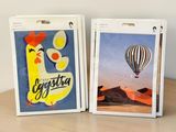 two pictures of a hot air balloon and a hot air balloon on a table
