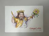 drawing of a man with a crown holding a star and a wand