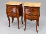 pair of louis xv style marble top commodes
