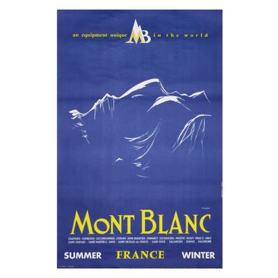 une affiche publicitaire pour Mont Blanc dans les montagnes françaises