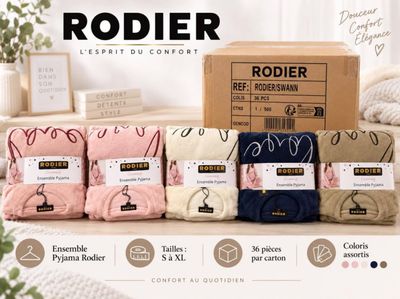 rodier bedding comforter in various colors and sizes on a table