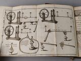 an old book with a drawing of a machine on it
