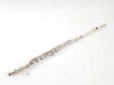 a silver flute on a white background