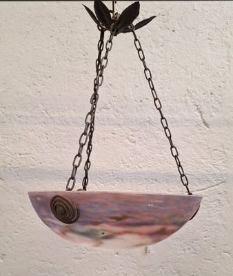 Suspension à coupe d'éclairage en verre marmoréen violet nua…