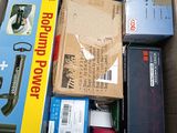 a box full of electronic equipment that is sitting on a table
