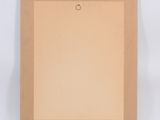 an empty picture frame on a white background with a brown border