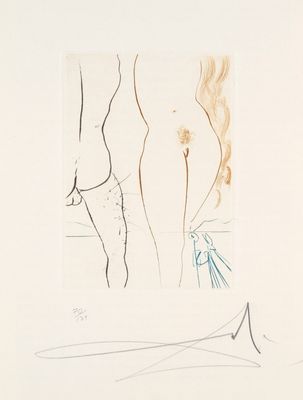 drawings of a woman ' s legs and a man ' s torso