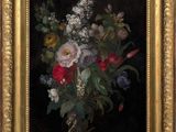 an image of a painting of flowers in a vase on a table