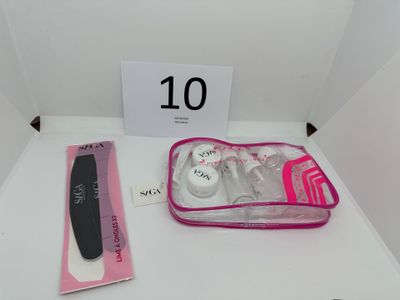 a pink case that has a pair of scissors in it